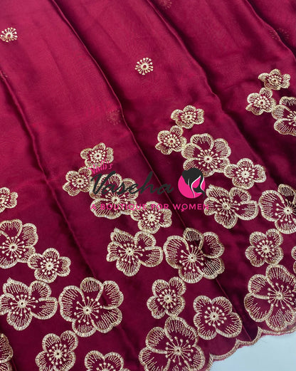 Blouse Bit - Semi Georgette - Wine Shade  - 1 mtr - VVBB002