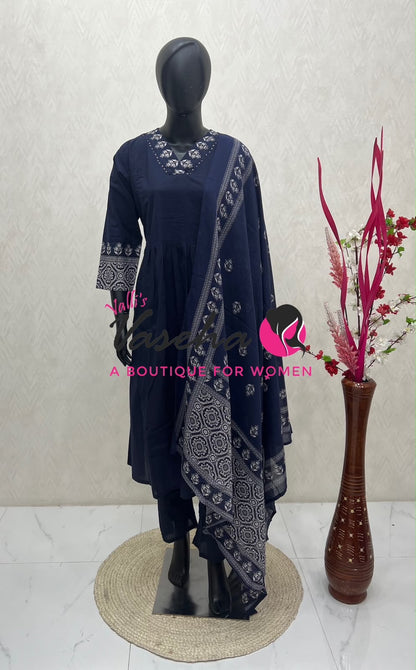 Ready Made | Anarkali |Salwar, Kameez & Duppatta(3pc)|Cotton |VVAS007