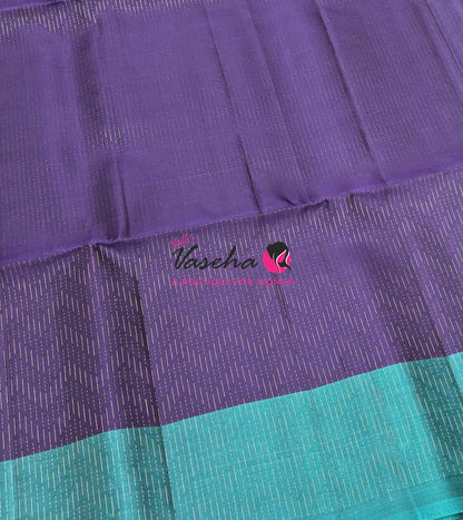 Pure Soft Silk Saree  - Vairavoosi Pattern - Violetish Purple With Blue - VVPSS095