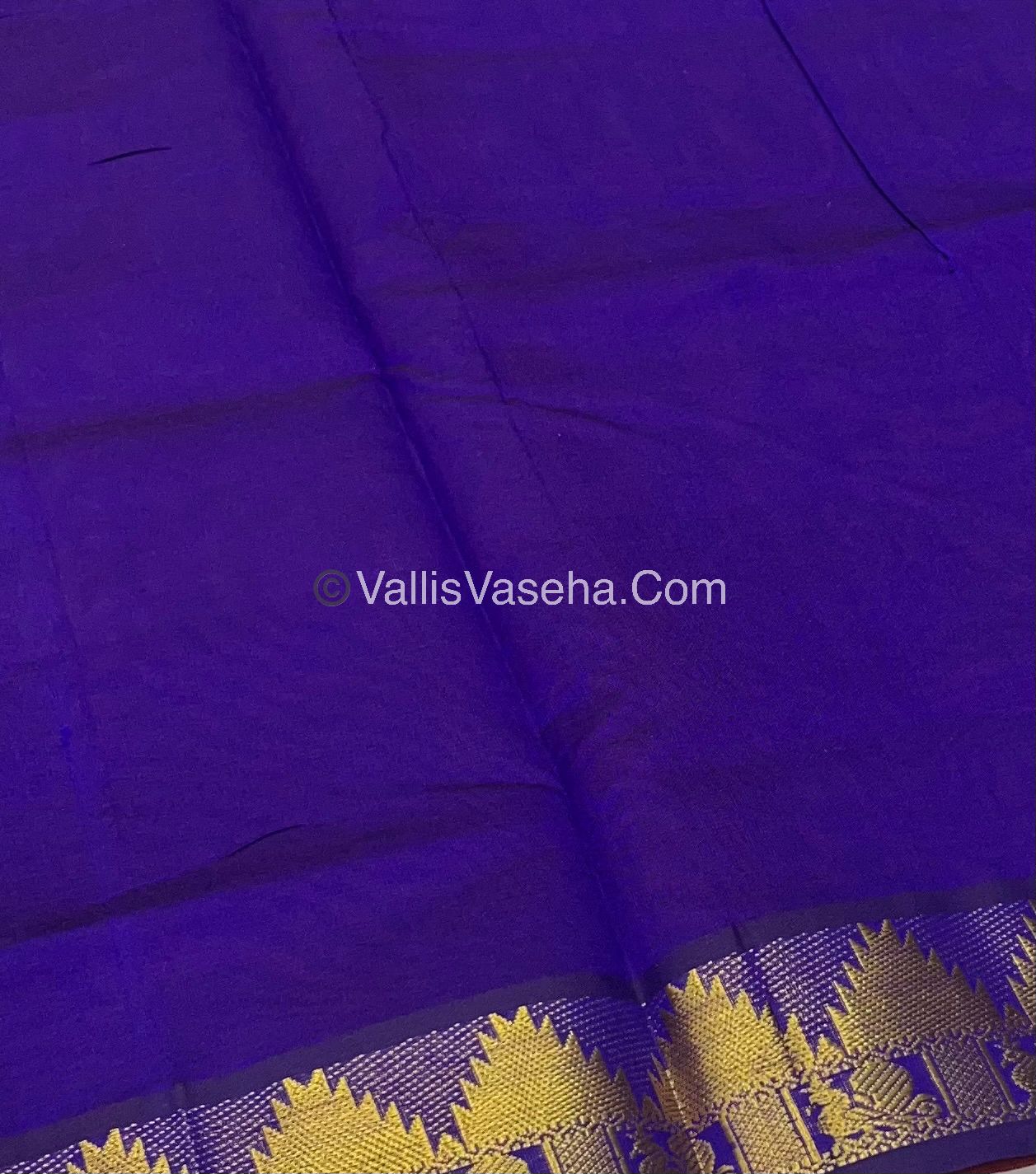 Semi Silk Cotton Saree - Red With Blue Shade - VVSSC005