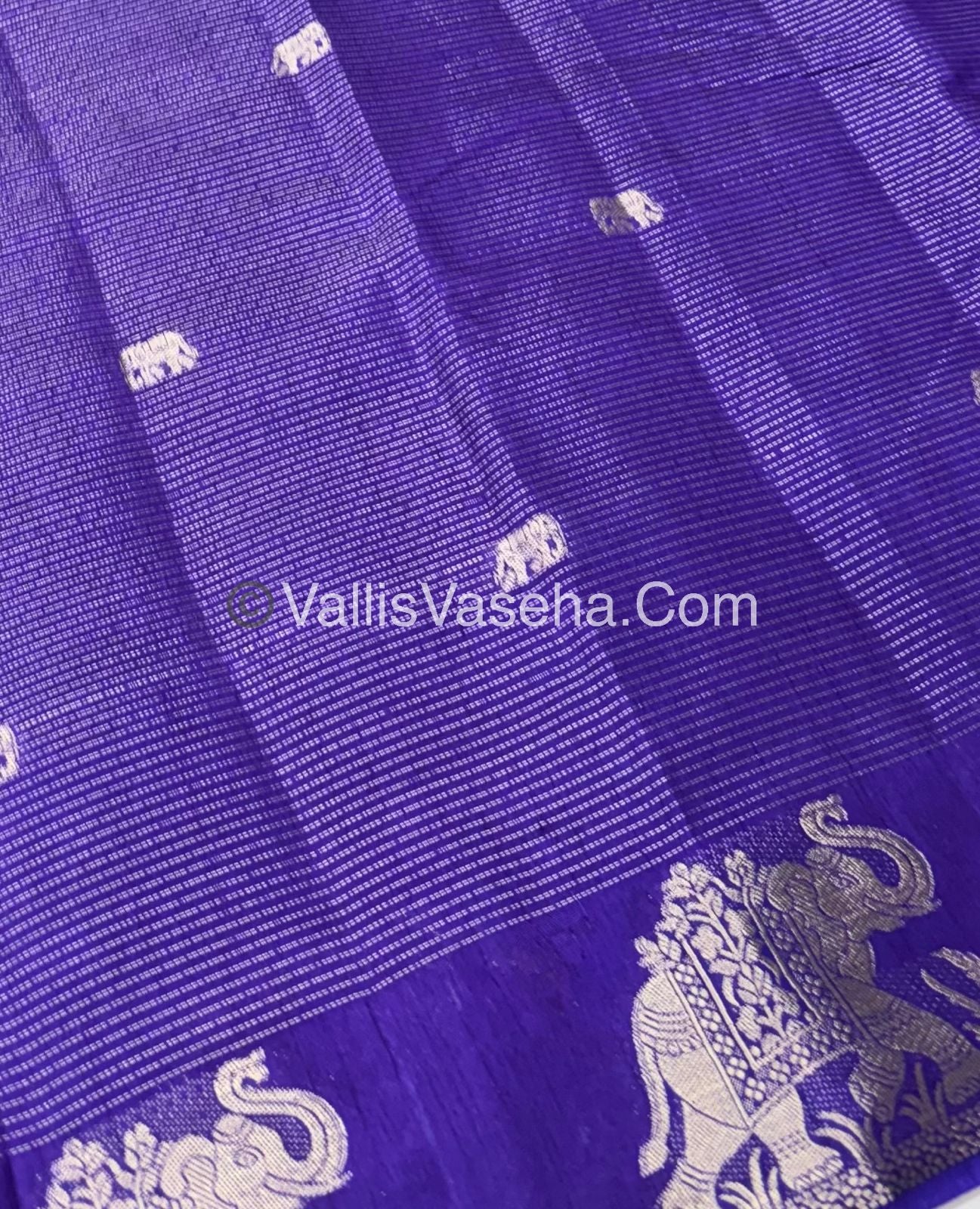 Semi Tussar Silk - Vairavoosi & Elephant Design - Purplish with Violet shade-VVSTS019