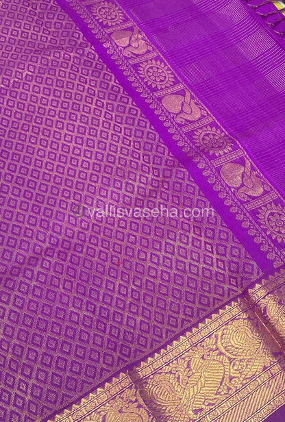 Pure Silk Cotton Saree - Vairavoosi checks - Mayil & Chakkaram - VVMCV002
