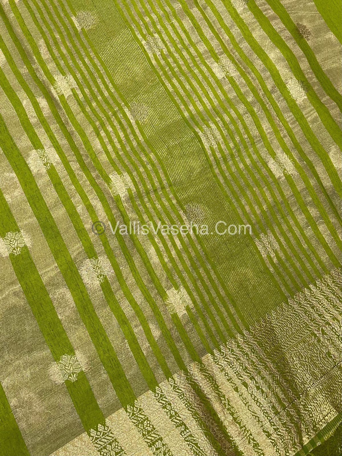 Semi Tussar Silk Saree | Mehandi Green shade |VVSTS044