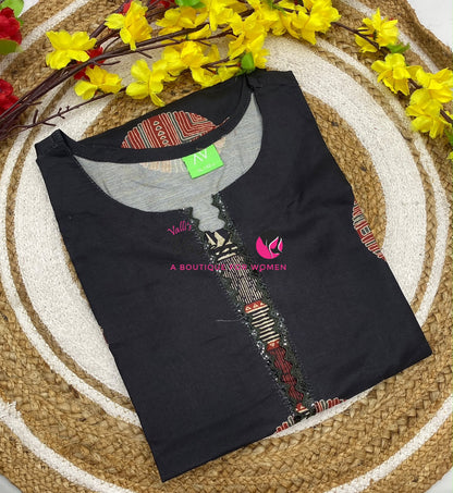 Ready Made - Semi Muslin Silk  - Straight Cut Kurti - VVRK009