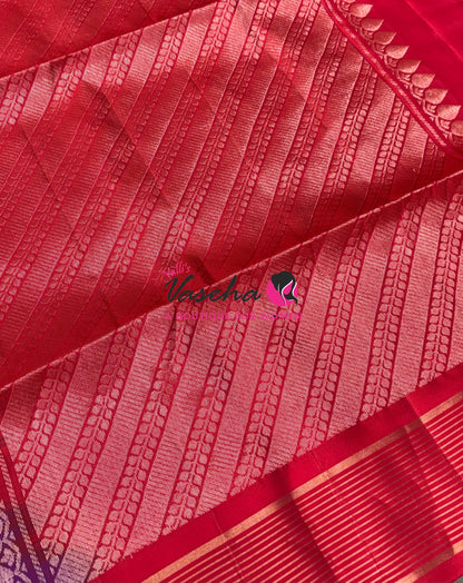 Half Mixed  Soft Silk Saree - (1.75 warp) Purplish Pink & Red - VVPSS090