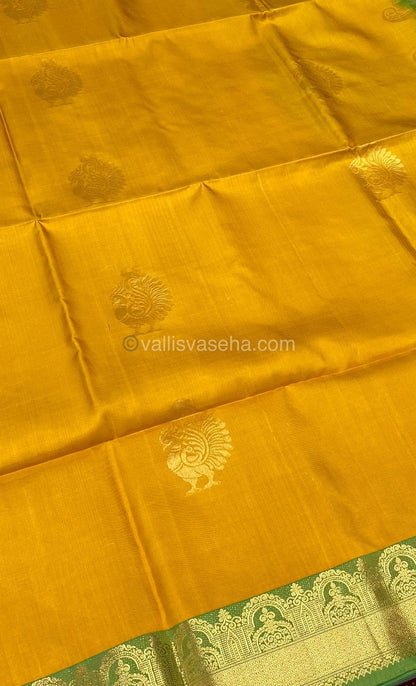 Pure Soft Silk Saree - Yellow With Green Combo - VVPSS015