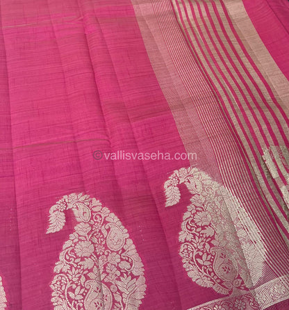 Semi Tussar Silk - Peachish Pink Shade - VVSTS002