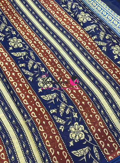 Pure Soft Mul Mul Cotton Sarees - Hand Block Prints - VVMMC011