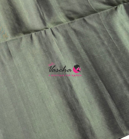 Pure Soft Silk Saree - Border Less  - Mahendi Green Shade - VVPSS068