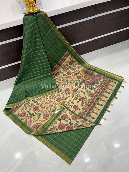 Semi Gicha Tussar Silk Saree - checks pattern - VVSGT001