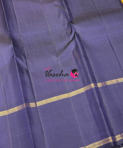 Pure Kanchipuram Silk Saree - Yellow With Navy Blue - VVPS069