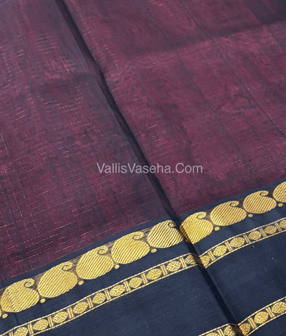 Pure Korvai Silk Cotton - Red  with Black - Checks Pattern - VVKSC008