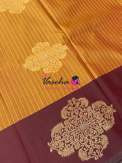 Semi Soft Silk - Dual Tone Venthayam Yellow With Merunish Brown Combo -VVSSS039