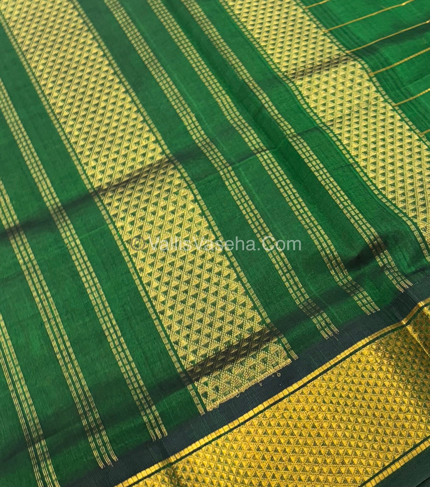 Pure Korvai Silk Cotton - Checks Pattern - Pink  with Green Shade  - VVKSC015