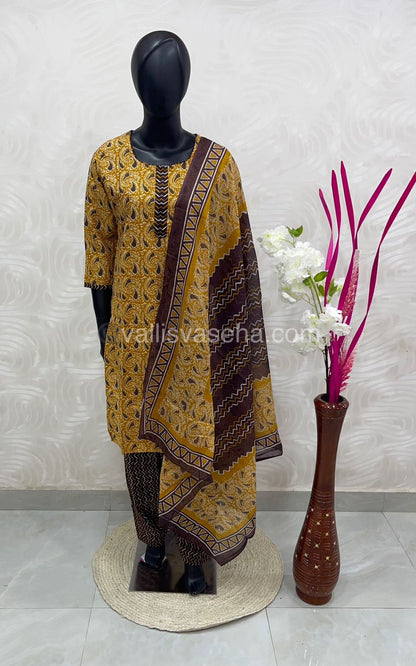 Ready Made - Semi Patiyala 3(pc) Set - Printed Cotton - VVRSP001