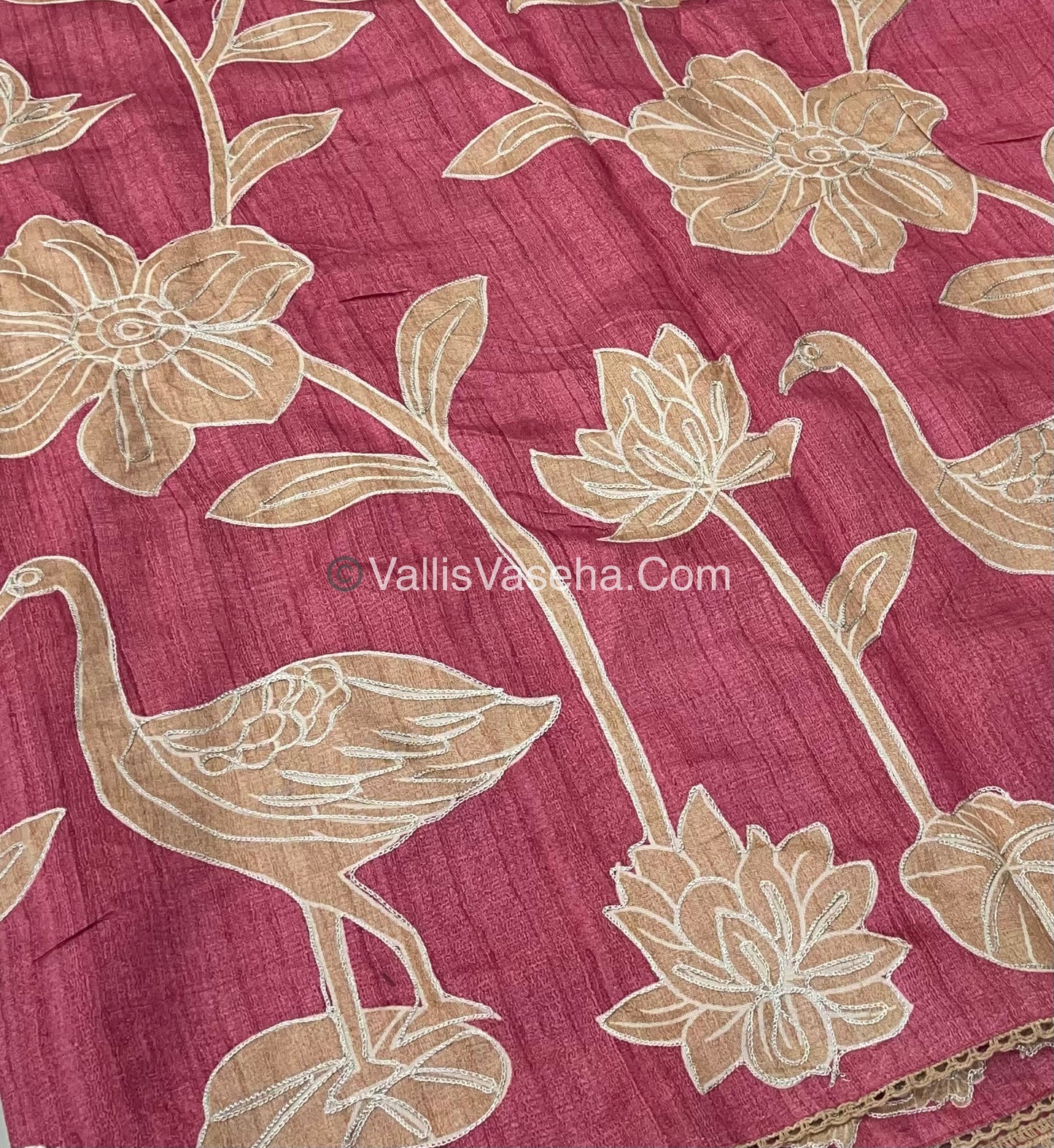 Semi Raw Silk with embroidery work - VVSRS001