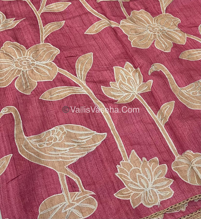 Semi Raw Silk with embroidery work - VVSRS001