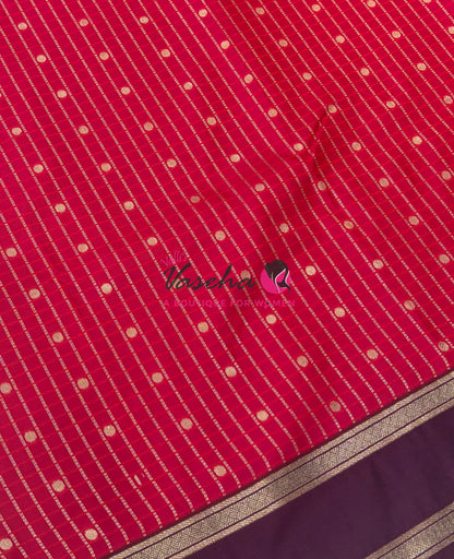 Semi Soft Silk - Pinkish Red With Purple - VVSSS035