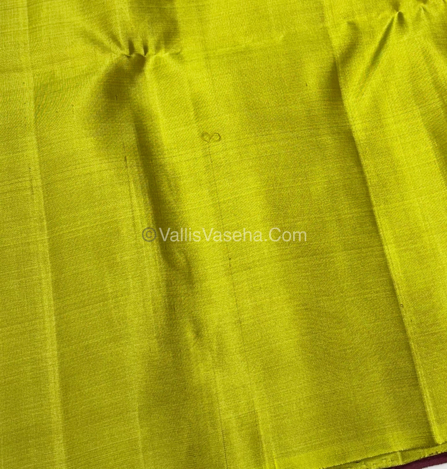 Pure Soft Silk Saree - Dupion Weaving - Maroon & Lemon Green Shade - VVPSS065