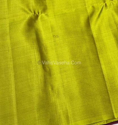 Pure Soft Silk Saree - Dupion Weaving - Maroon & Lemon Green Shade - VVPSS065