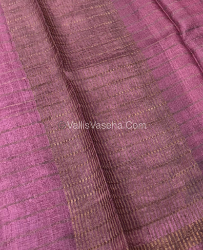 Pure Tussar Silk - Maroon With Maroon Shade - VVPTS001