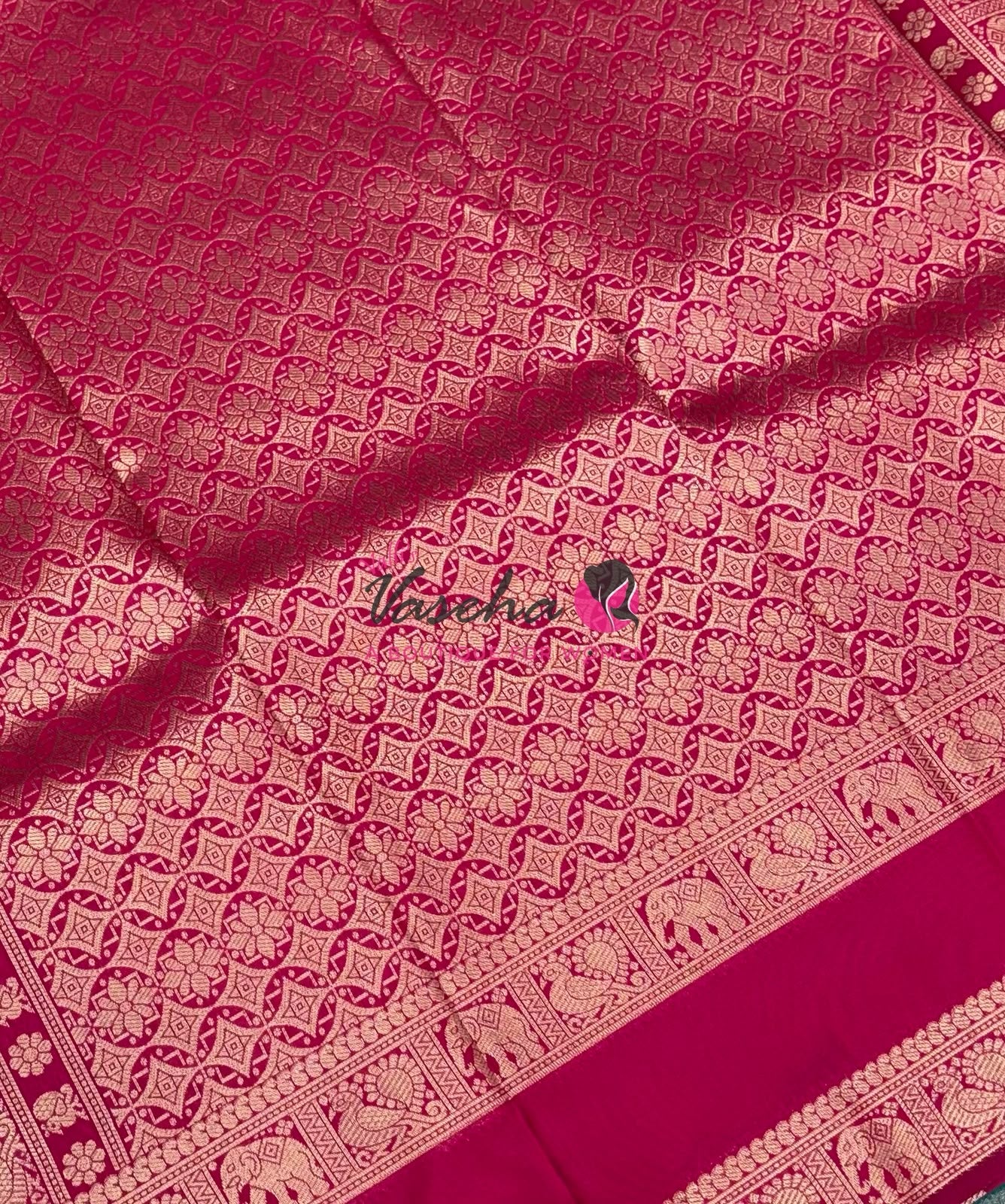 Semi Soft Silk - Greyish Blue With Pink - VVSSS036