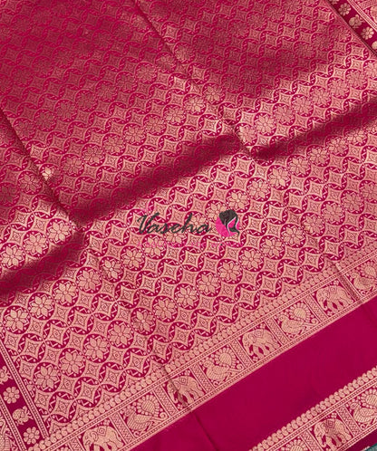 Semi Soft Silk - Greyish Blue With Pink - VVSSS036