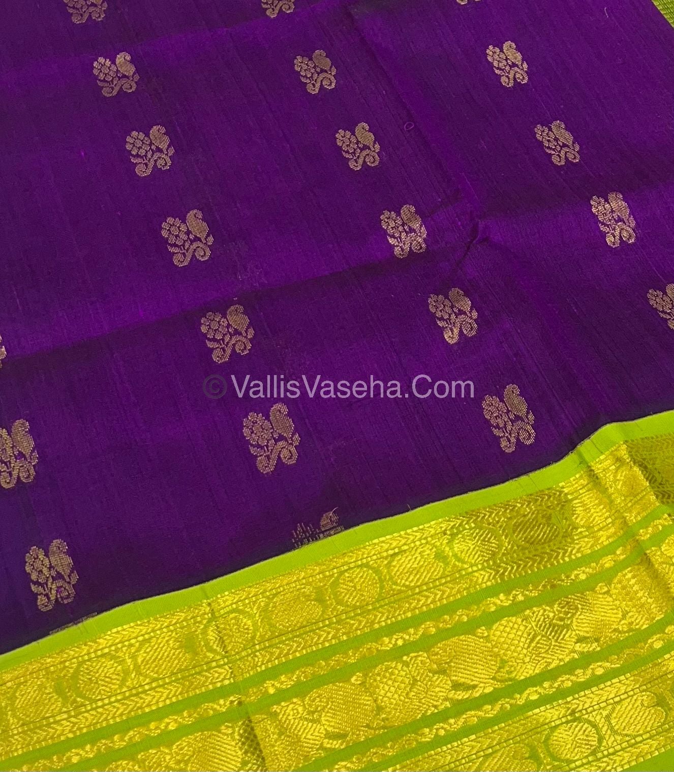 Pure Korvai Silk Cotton - Purple & Green - VVKSC025