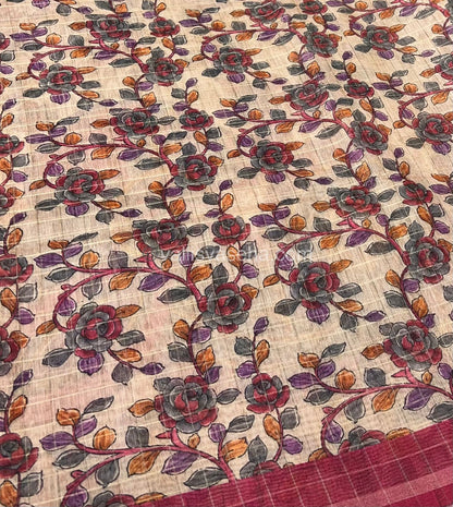Semi Chanderi Saree - checks pattern - VVSCS002