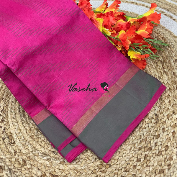 Semi Silk Saree - Thread Work Weaving - Pink With Green - VVSSS0038