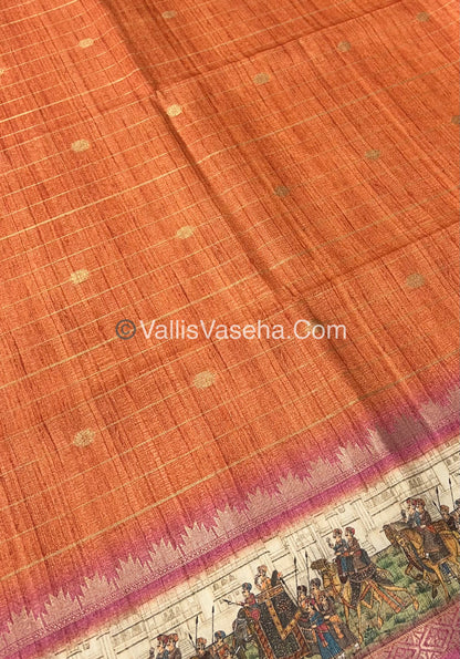 Semi Chanderi Saree - checks pattern - VVSCS004