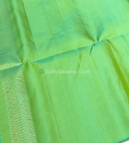 Pure Soft Silk Saree - Border Less  - Green & Blue Shade - VVPSS055