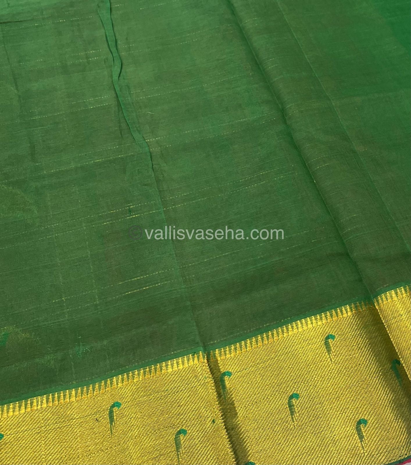 Pure Silk Cotton Saree - Paithani border - Merun & Green Combo - VVPSC001