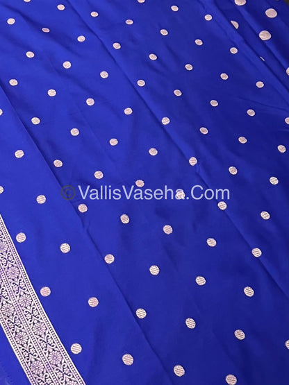 Semi Soft Silk - Deer Butta Border - Blue Shade -VVSSS017