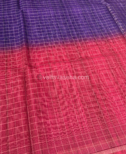 Semi Chanderi Saree - checks pattern - VVSCS002