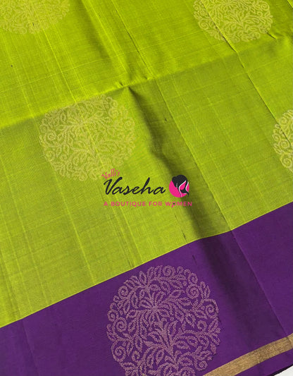 Pure Soft Silk Saree - Green & Purple - VVPSS091