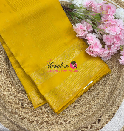 Semi Mysore Crepe Silk  - Yellow Shade - VVSMC004