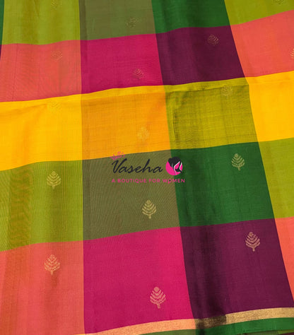 Pure Soft Silk Saree - Partly Pallu -  Half & Half Saree - Blue - VVPSS088