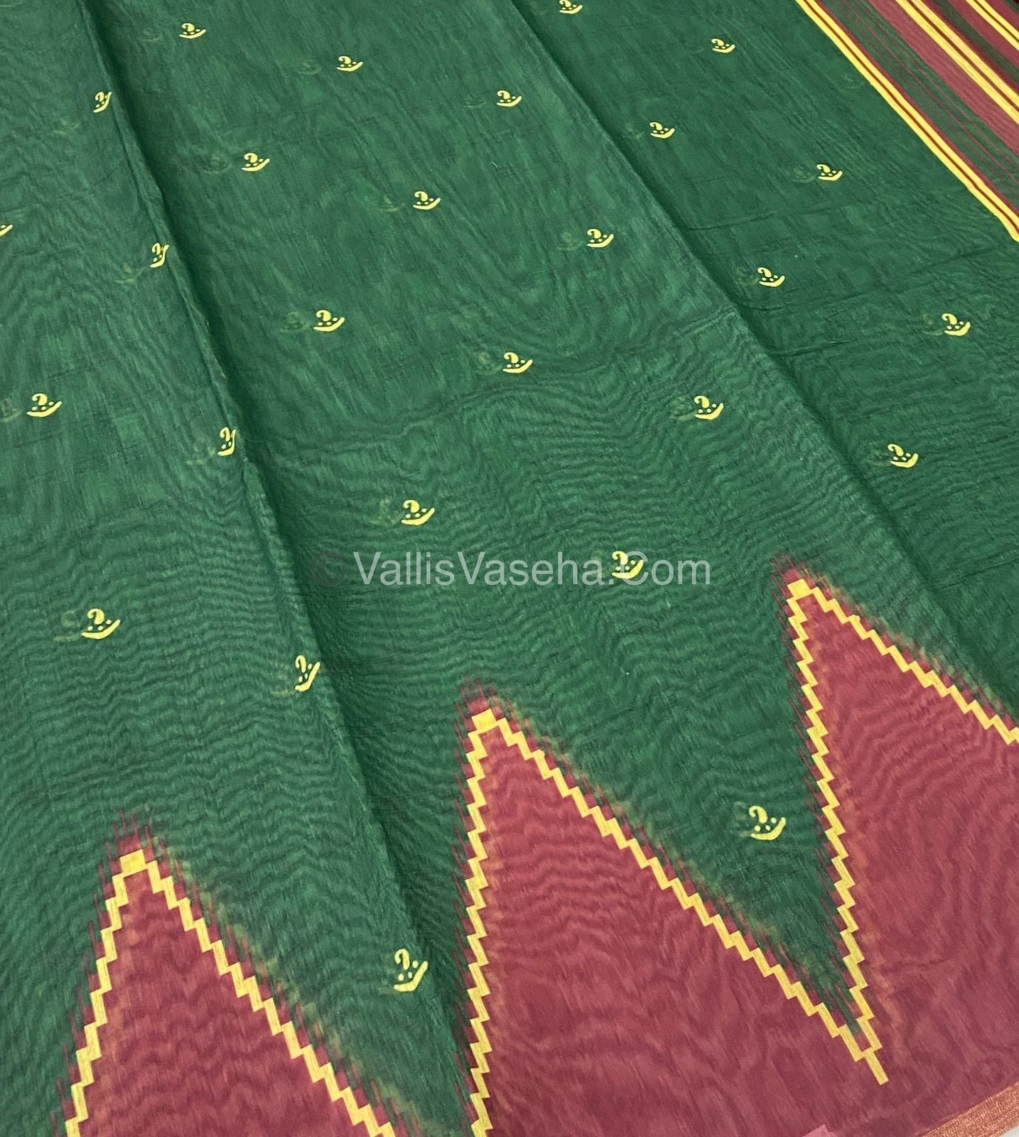 Semi Chanderi Saree - Green & Maroon Combo - VVSCS003