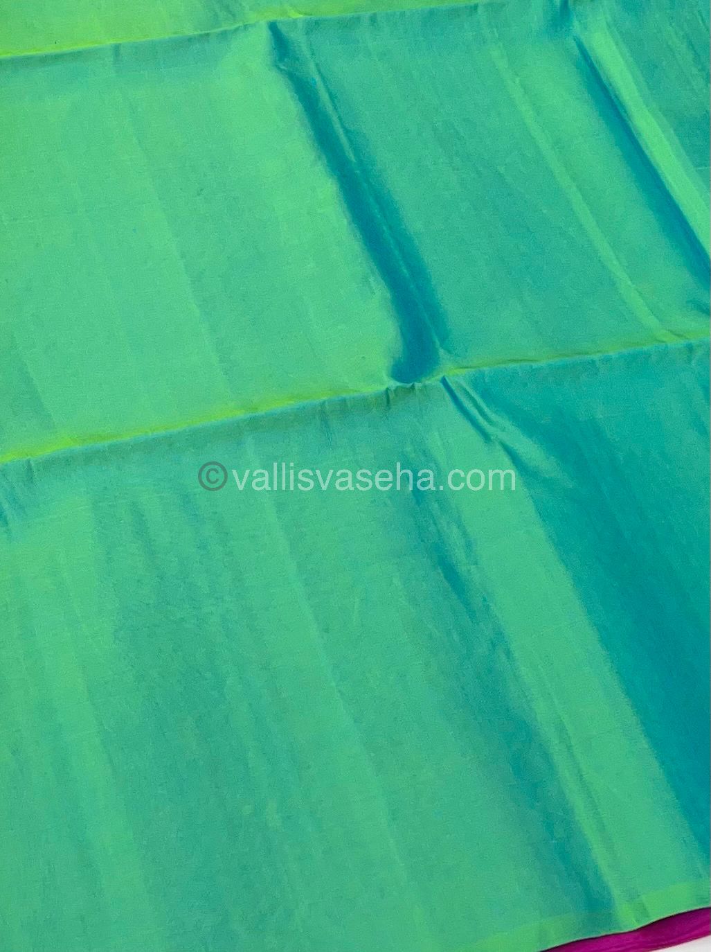 Pure Soft Silk Saree - Vaira Voosi design - Pink With Teal Green Combo - VVPSS016