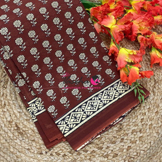 Pure Soft Mul Mul Cotton Sarees - Hand Block Prints - VVMMC011
