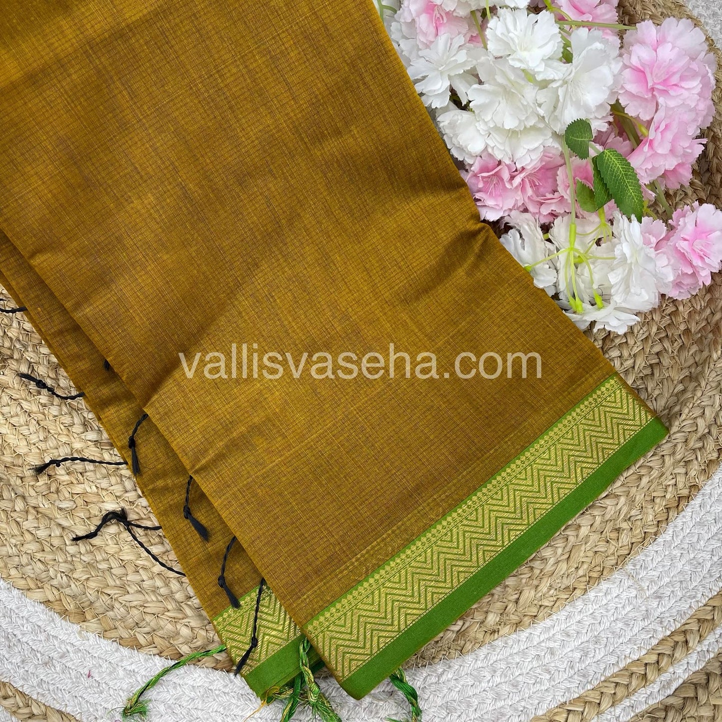 Fancy Mixed Cotton - Masturd Yellow With Green Shade - VVFMC005