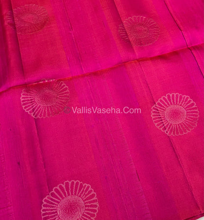 Pure Soft Silk Saree - Dupion Weaving - Dual Tone Pink & Peacock Blue Shade - VVPSS065