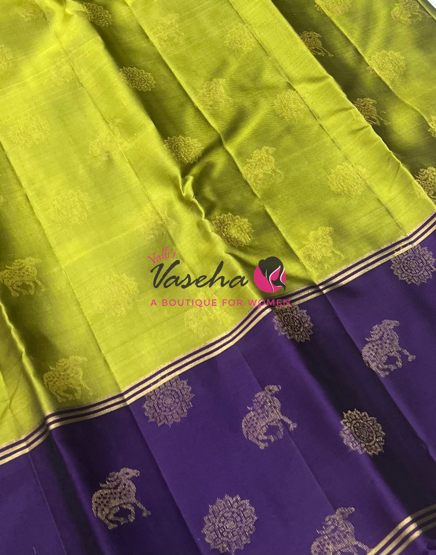 Half Mix - Pure Soft Silk Saree - Long Retta Petta Border with Butta - VVPSS084