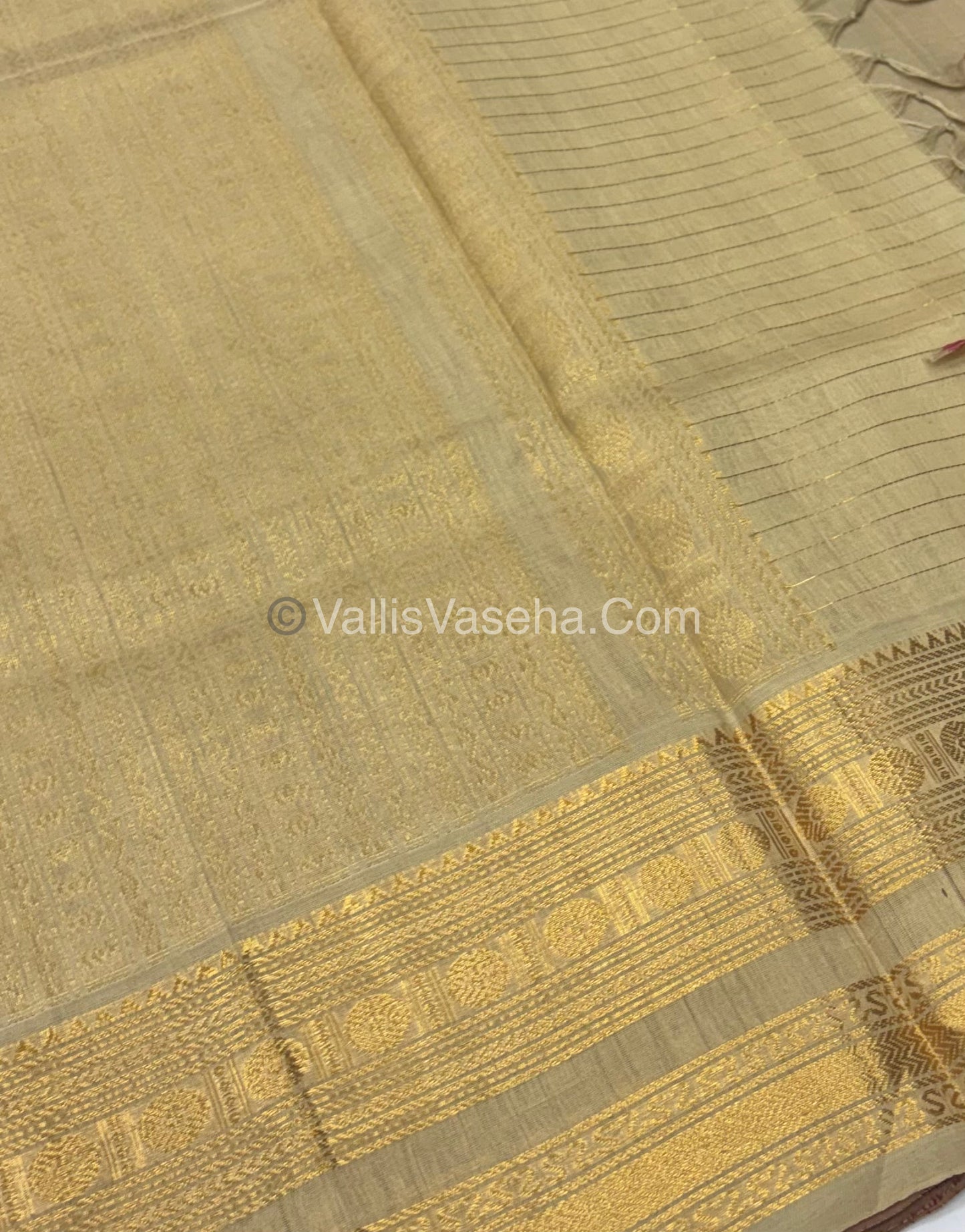 Pure Silk Cotton Saree | Maroon With Creamish Gold  Shade |Lakshadeepam Design VVPLD002