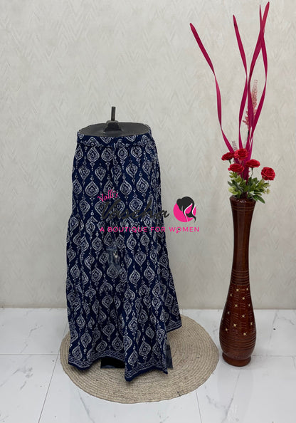 Skirts - Indigo Blue shade - Free Size ( Fit Upto XL Size) - VVPS001