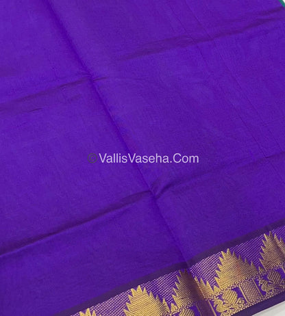 Semi Silk Cotton Saree - Ramar Green With Purple Shade - VVSSC005