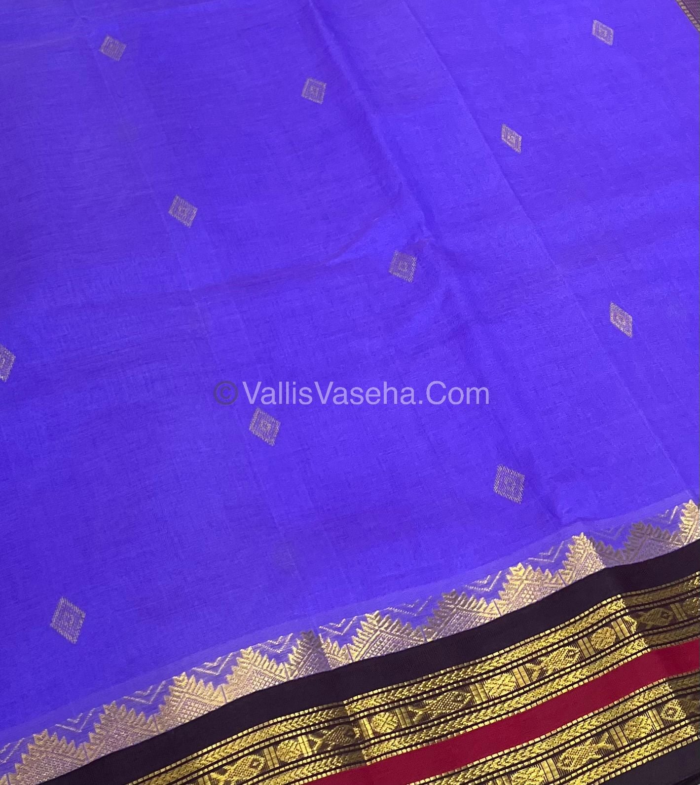 Pure Korvai Silk Cotton - Violet with Brown - VVKSC025