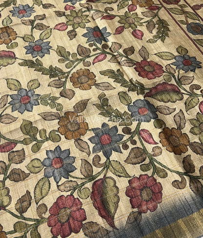 Semi Gicha Tussar Silk Saree - checks pattern - VVSGT001