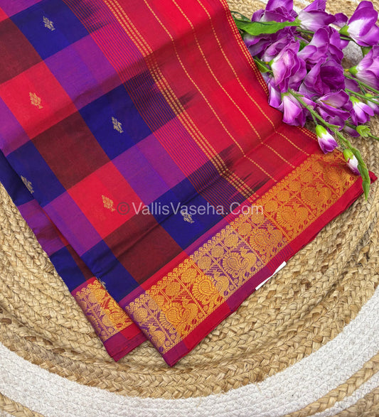 Pure Silk Cotton Saree - Pazhum Pazhamum Checks Design - VVPPSC02